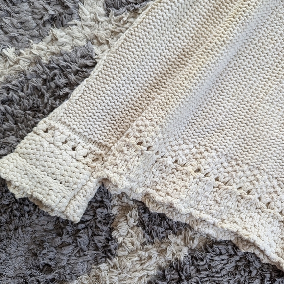 Orvis Chunky Cable Neck Cream Cowl Neck Sweater Size Large - Picture 7 of 8